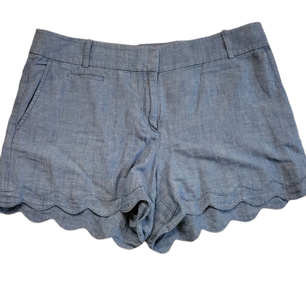 LOFT Riviera Short with scalloped hem, linen blend